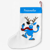 Cute & Funny Reindeer Cartoon Christmas Holiday Kleine Kerstsok (Achterkant)