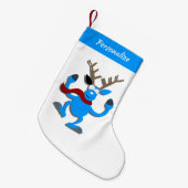 Cute & Funny Reindeer Cartoon Christmas Holiday Kleine Kerstsok (Voorkant (Hangend))