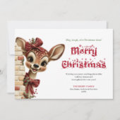 Cute Funny Reindeer Cartoon Holiday Greeting Card Feestdagenkaart (Voorkant)