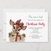 Cute Funny Reindeer Cartoon Watercolor Holiday Kaart (Voorkant)