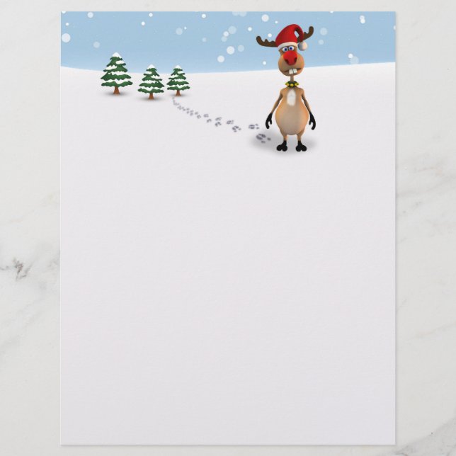 Cute Funny Reindeer Kerstboom - Letterhead (Voorkant)