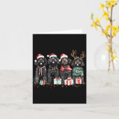 Cute Funny Reindeer Santa Black Goldendoodle Dogs  Kaart (Gele Bloem)