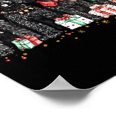 Cute Funny Reindeer Santa Black Goldendoodle Dogs Poster (Hoek)