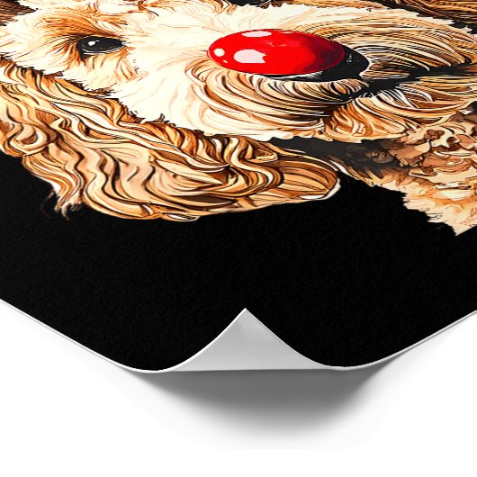 Cute Funny Reindeer Santa Goldendoodle Christmas T Poster (Hoek)