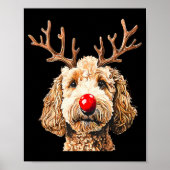 Cute Funny Reindeer Santa Goldendoodle Christmas T Poster (Voorkant)