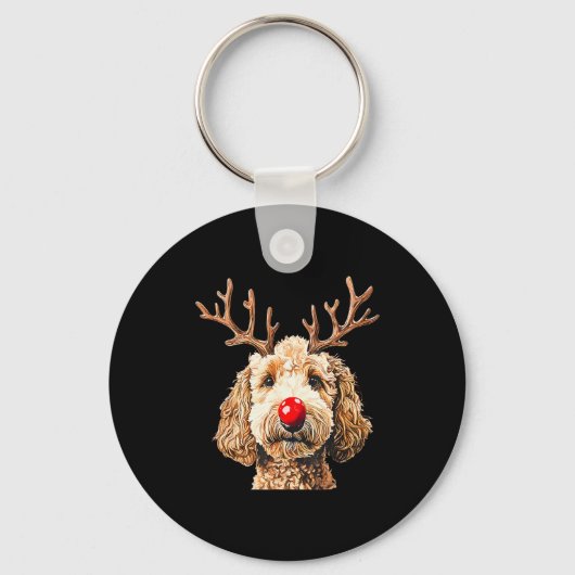 Cute Funny Reindeer Santa Goldendoodle Christmas T Sleutelhanger (Voorkant)