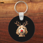 Cute Funny Reindeer Santa Goldendoodle Christmas T Sleutelhanger (Voorkant)