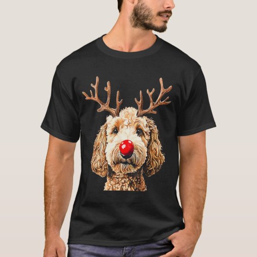 Cute Funny Reindeer Santa Goldendoodle Christmas T T-shirt (Voorkant)