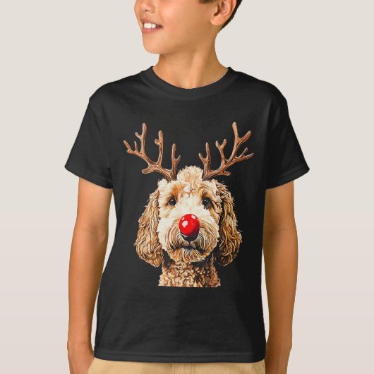 Cute Funny Reindeer Santa Goldendoodle Christmas T T-shirt (Voorkant)