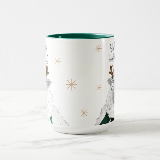 Cute Funny Reindeer Sheep 'Baaah Humbug' Pun Fun Mok (Midden)