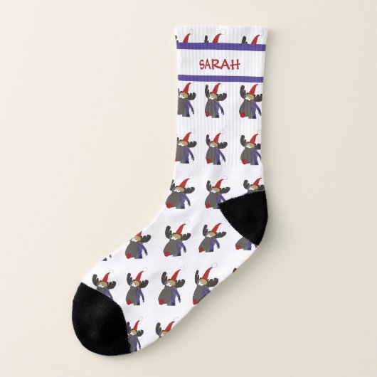 Cute Funny Rudolph Pattern Persoonlijke naam Pasen Sokken (Links - buitenkant)