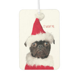 Cute Funny Santa Black Pug Puppy Santa Luchtverfrisser