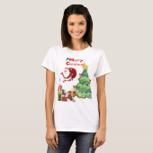 Cute & Funny Santa & Christmas Tree T-Shirt (Voorkant volledig)