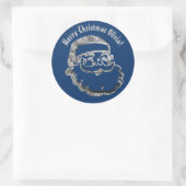 Cute Funny Santa Claus Blue Silver Grey Kerstmis Ronde Sticker (Tas)