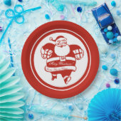 Cute Funny Santa Claus Cartoon Red Kerstparty Papieren Bordje (Feest)