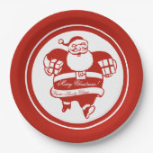 Cute Funny Santa Claus Cartoon Red Kerstparty Papieren Bordje (Voorkant)