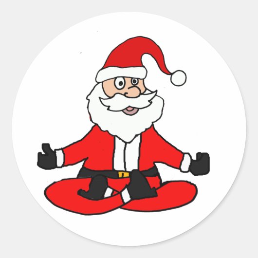 Cute Funny Santa Claus doing Yoga Christmas Ronde Sticker (Voorkant)
