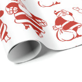Cute Funny Santa Claus Pattern Label met kerstcade Cadeaupapier (Rol Hoek)