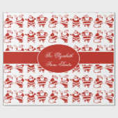 Cute Funny Santa Claus Pattern Red Kerstmis Cadeaupapier (Vlak)