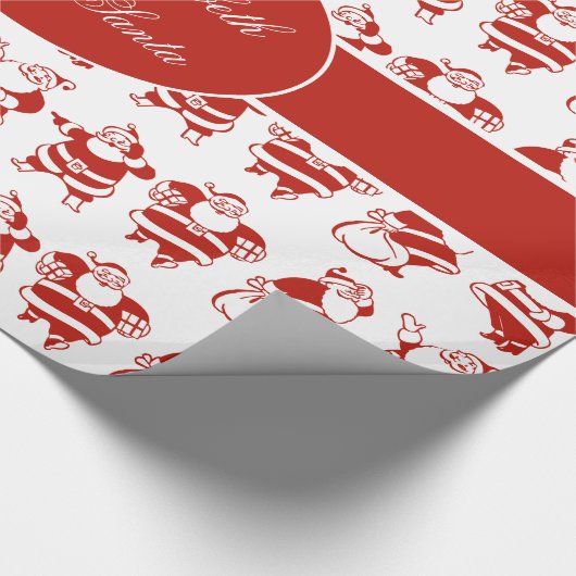 Cute Funny Santa Claus Pattern Red Kerstmis Cadeaupapier (Hoek)