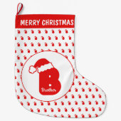 Cute Funny Santa Claus Pet Pattern Monogrammed B Grote Kerstsok (Voorkant)