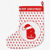 Cute Funny Santa Claus Pet Pattern Monogrammed B Grote Kerstsok (Achterkant)