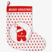 Cute Funny Santa Claus Pet Pattern Monogrammed R Grote Kerstsok (Voorkant)