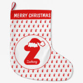 Cute Funny Santa Claus Pet Pattern Monogrammed Z Grote Kerstsok (Voorkant)