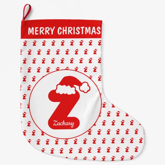 Cute Funny Santa Claus Pet Pattern Monogrammed Z Grote Kerstsok (Voorkant)