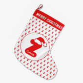 Cute Funny Santa Claus Pet Pattern Monogrammed Z Grote Kerstsok (Voorkant (Hangend))