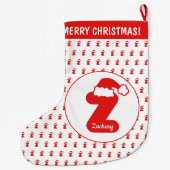 Cute Funny Santa Claus Pet Pattern Monogrammed Z Grote Kerstsok (Achterkant)