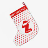 Cute Funny Santa Claus Pet Pattern Monogrammed Z Grote Kerstsok (Achterkant (Hangend))