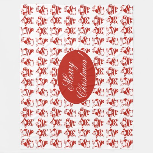Cute Funny Santa Claus Red en White Kerstmis Fleece Deken (Voorkant)