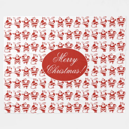 Cute Funny Santa Claus Red en White Kerstmis Fleece Deken (Voorkant (Horizontaal))