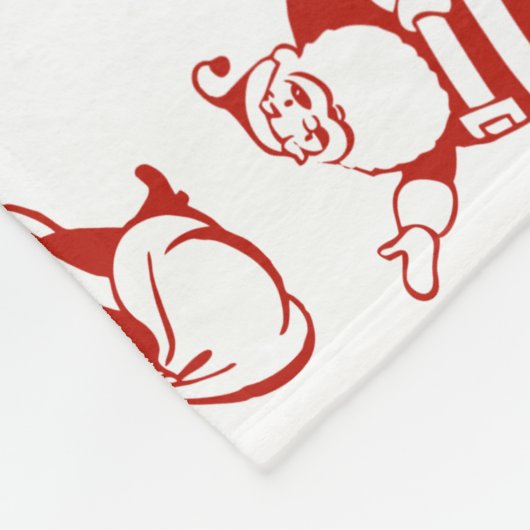 Cute Funny Santa Claus Red en White Kerstmis Fleece Deken (Hoek)