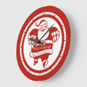 Cute Funny Santa Claus Red en White Kerstmis Grote Klok (Hoek)