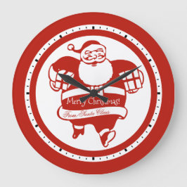 Cute Funny Santa Claus Red en White Kerstmis Grote Klok