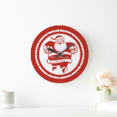 Cute Funny Santa Claus Red en White Kerstmis Grote Klok (Huis)