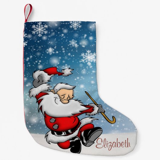 Cute Funny Santa Claus Snowflakes Kleine Kerstsok (Voorkant)