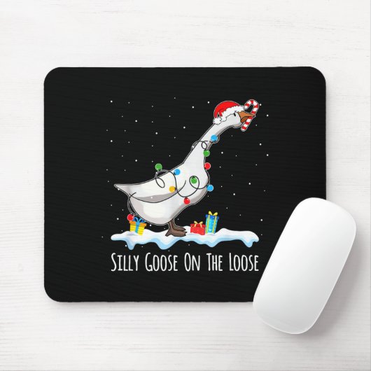 Cute Funny Santa Duck Silly Goose On The Loose Chr Muismat (Met muis)