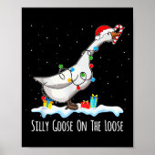 Cute Funny Santa Duck Silly Goose On The Loose Chr Poster (Voorkant)