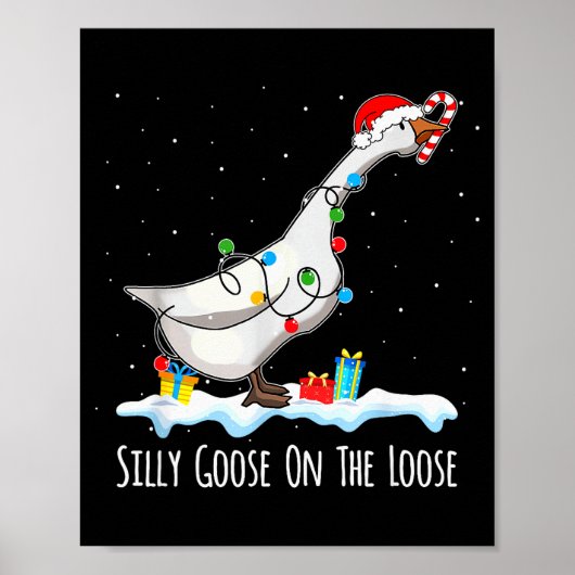 Cute Funny Santa Duck Silly Goose On The Loose Chr Poster (Voorkant)