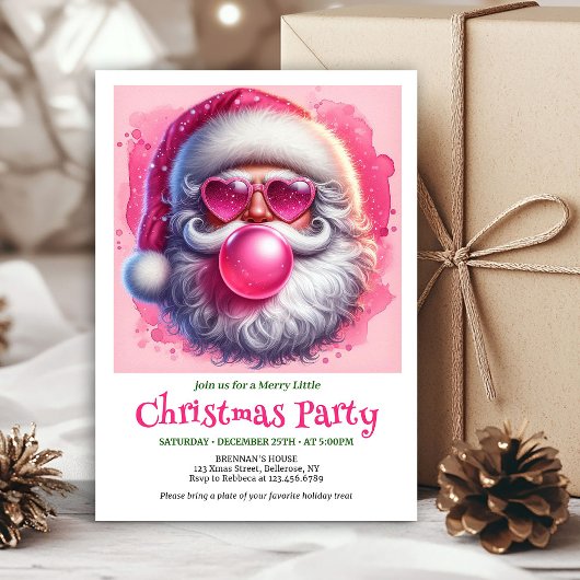 Cute Funny Santa Heart Glasses Christmas Invites Kaart