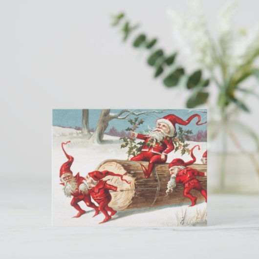 Cute  Funny Santa KerstElves Briefkaart (Staand voorkant)
