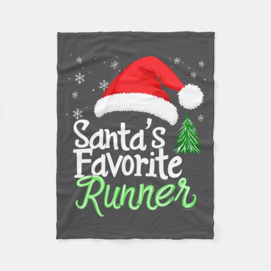 Cute Funny Santa's Favorite Runner Christmas Run H Fleece Deken (Voorkant)