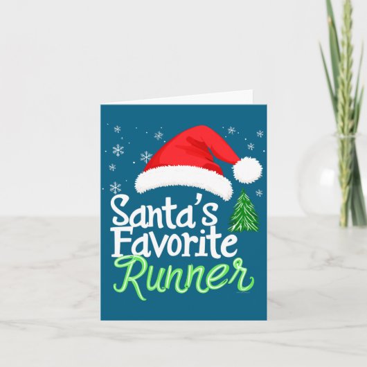 Cute Funny Santa's Favorite Runner Christmas Run H Kaart (Voorkant)