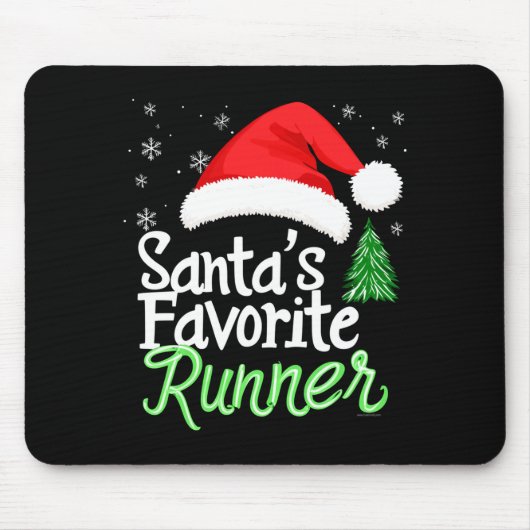 Cute Funny Santa's Favorite Runner Christmas Run H Muismat (Voorkant)