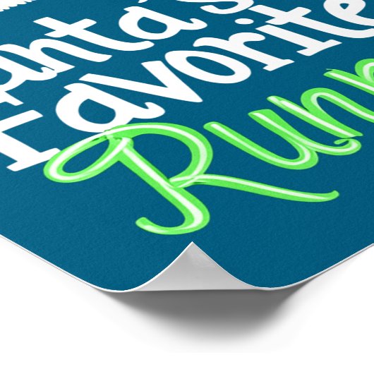 Cute Funny Santa's Favorite Runner Christmas Run H Poster (Hoek)