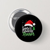 Cute Funny Santa's Favorite Runner Christmas Run H Ronde Button 5,7 Cm (Voorkant /achterkant)