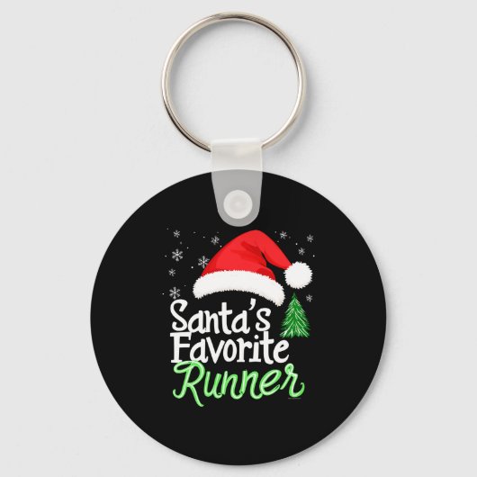 Cute Funny Santa's Favorite Runner Christmas Run H Sleutelhanger (Voorkant)